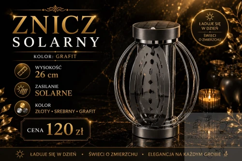 Znicz Solarny Premium "Ażurowy Płomień"