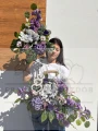 Zestaw: Kompozycja w ozdobnym koszyczku " Fioletowa Cisza" + bukiet