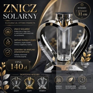 Znicz Solarny Premium  Serce 