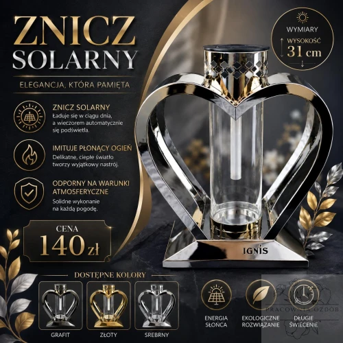 Znicz Solarny Premium Serce