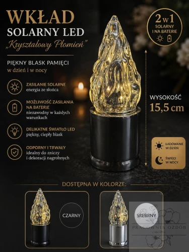 Wkład solarny LED "Kryształowy Płomień"