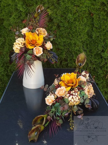 Zestaw: Kompozycja "Pastelowa Pamięć" + bukiet