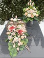 Zestaw: Kompozycja w sercu z siatki + bukiet z magnoliami