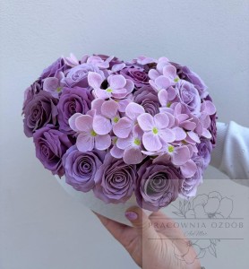 FlowerBox z kwiatów mydlanych " Lawendowe Serce"