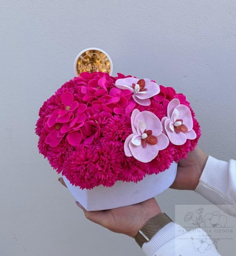 FlowerBox z kwiatów mydlanych " Serce w Fuksji"