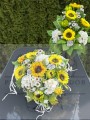 Zestaw: Kompozycja serduszko + bukiet ze słonecznikami