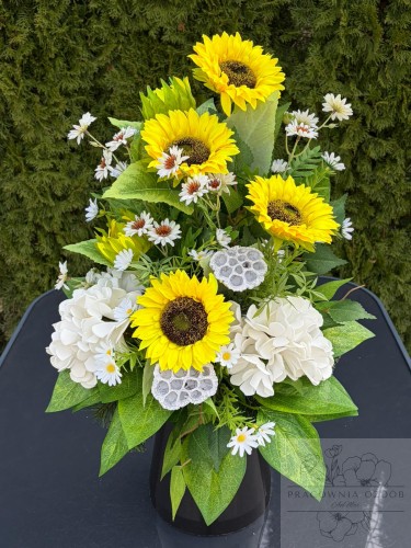 Bukiet nagrobny ze słonecznikami