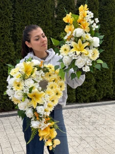 Zestaw: Kompozycja serce + bukiet w delikatnych kolorach 