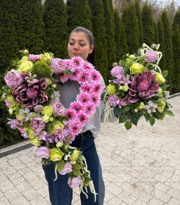 Zestaw: Kompozycja serce "Światło Pamięci" + bukiet