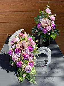 Zestaw: Kompozycja leżak + bukiet w fiolecie