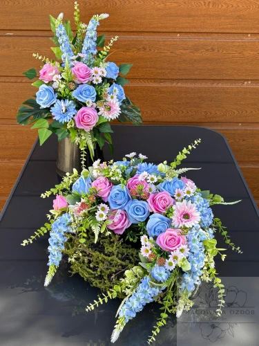 Zestaw: Kompozycja "Pastelowe Wspomnienie" + bukiet