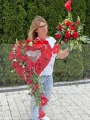 Zestaw: Kompozycja serce "Czerwona Elegancja" + bukiet