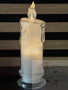 Elegancki Wkład Nagrobny LED „Topniejąca Świeca” – Efekt Brokatowej Iluminacji