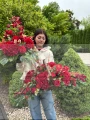 Zestaw: Ekskluzywna kompozycja XXL w koszu "Karminowa Elegancja" + bukiet